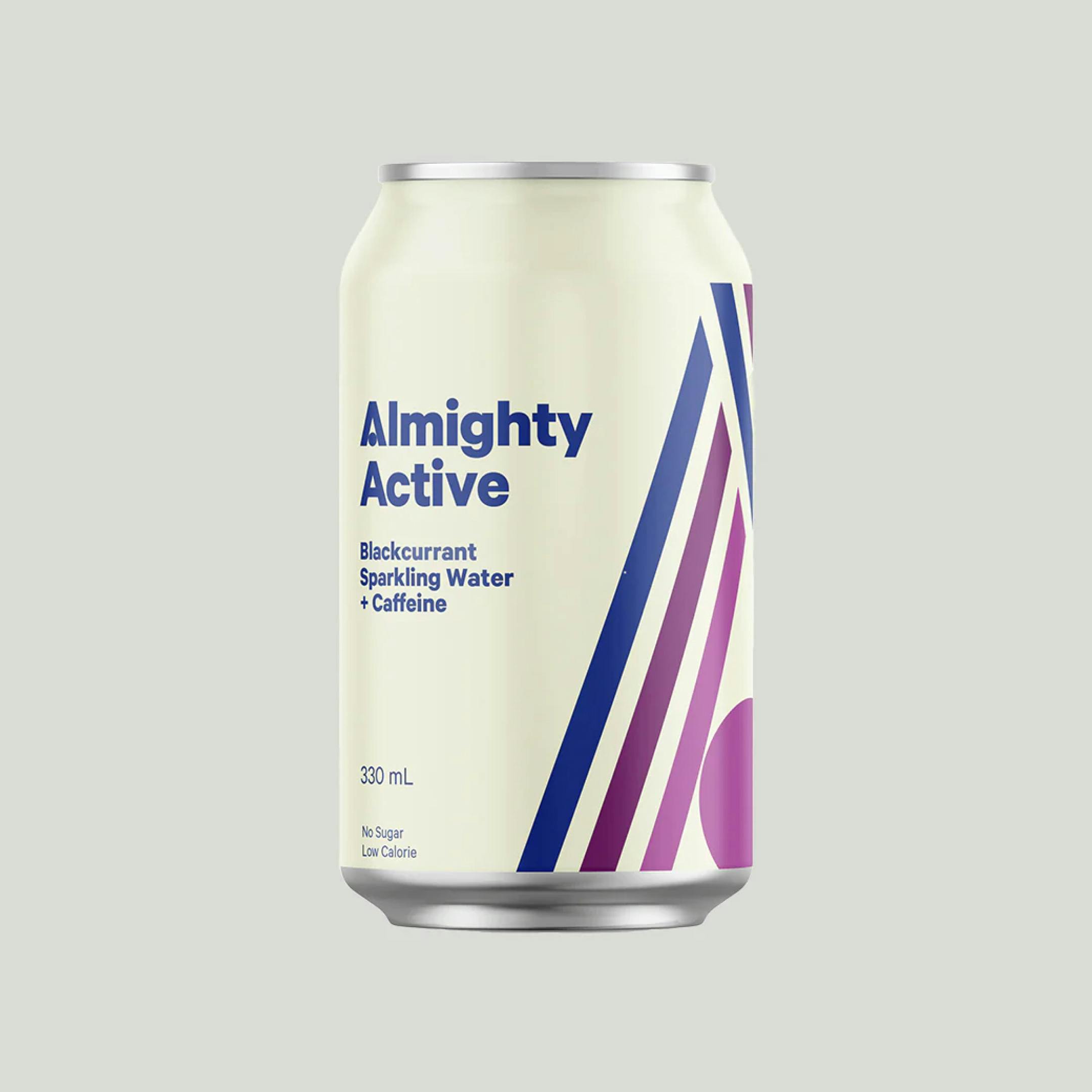 cans of almighty soda being held up to the sky